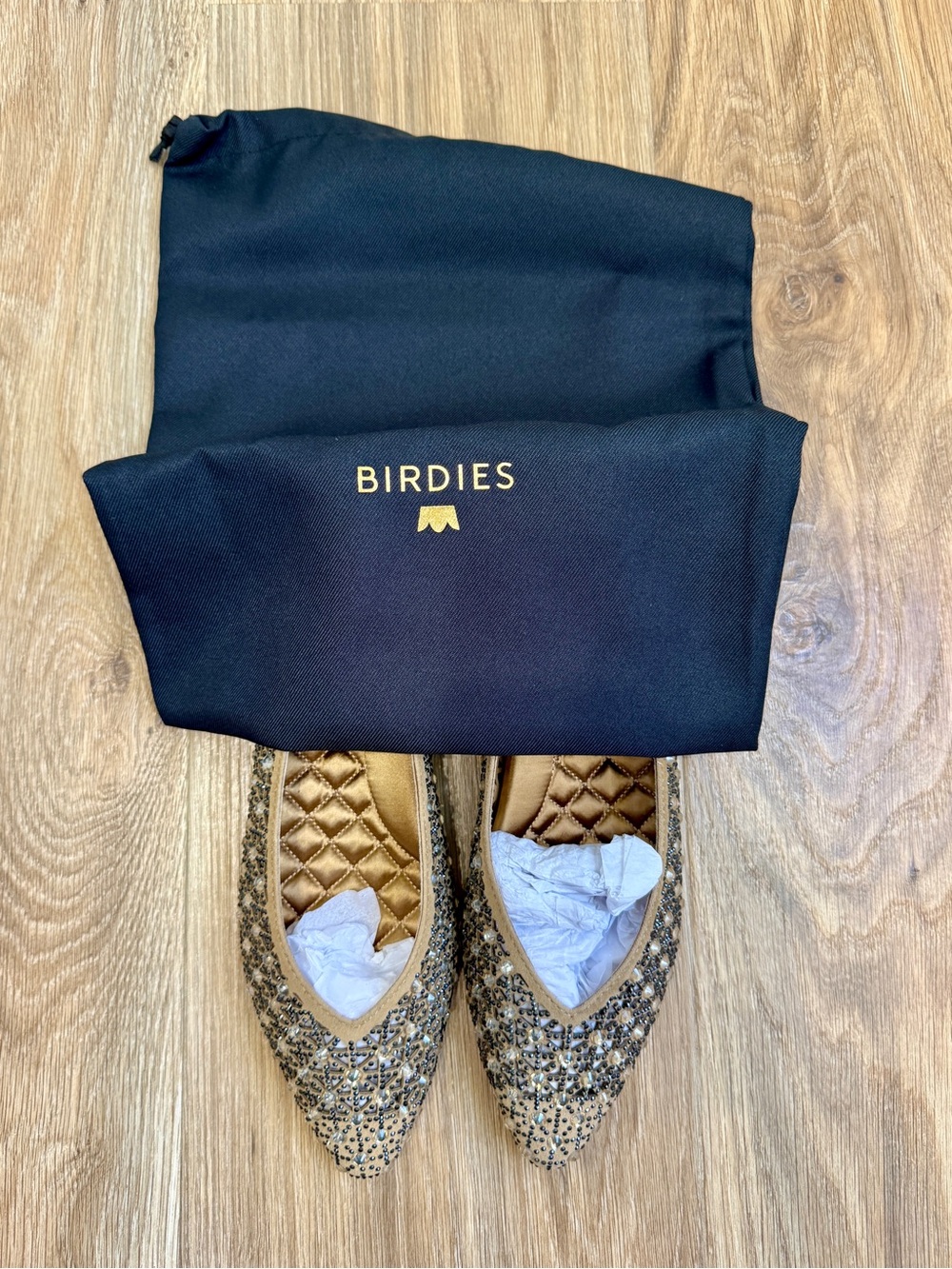 Birdies The Goldfinch Quartz Crystal Suede Embellished Flats Size 8.5 - Picture 7 of 11
